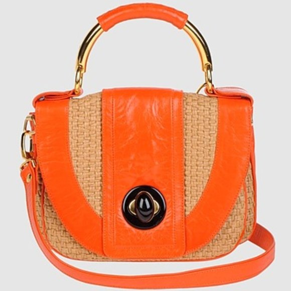 Rada Leather Woven Straw Top Handle Shoulder Bag - Picture 1 of 13